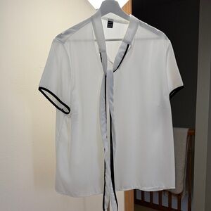 SHEIN White Blouse with Black Accents